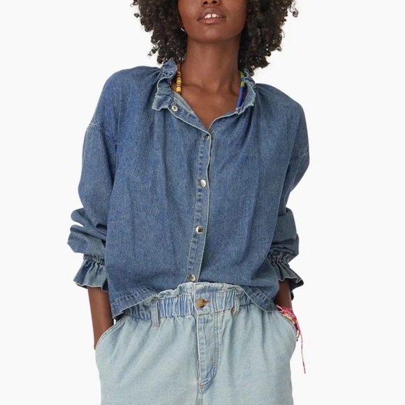 XiRENA Tops - XiRENA Blue Button Down Shirt